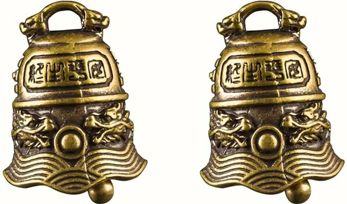 SZ-Damai 2er-Set dekorative Glocken-Anhänger aus Messing in Gold, Vintage Hängedekoration aus Metall - Bild 1