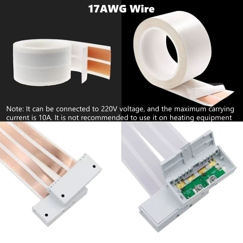 Khelse Flexibles Ultraflaches Elektrokabel, 2-adrig aus reinem Kupfer, 16/22 AWG, Selbstklebend, Weiß, Stromverlängerungskabel für LED-Streifen und Schrankleuchten - Bild 5