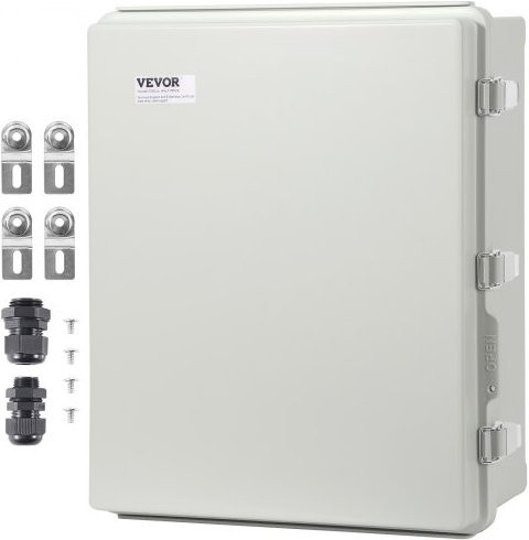 VEVOR Abzweigkasten aus ABS-Kunststoff mit Scharnierdeckel und Edelstahlverschluss, IP67 wasserdicht und staubdicht, B/T/H: 530 x 430 x 200 mm - Bild 1