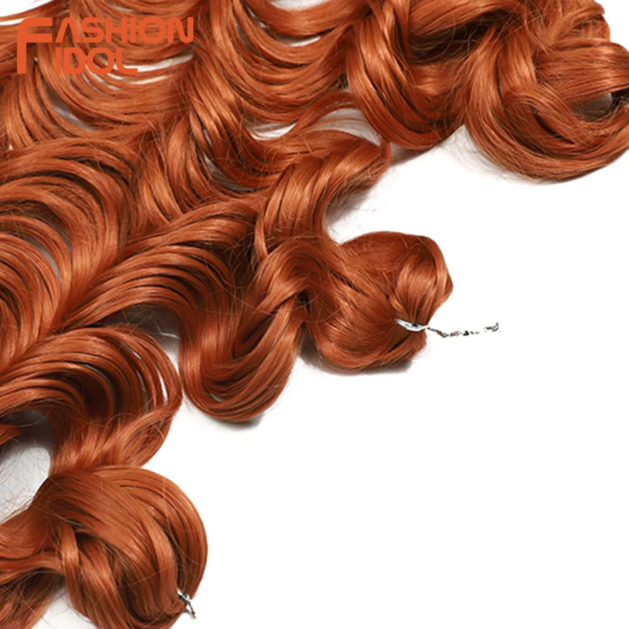 MODE IDOL Haarverlängerung Tiefe Welle Häkelhaar, Ombre Orange, 3 Stück - Bild 3