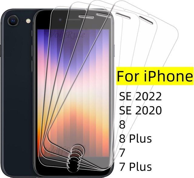 Displayschutzfolie aus gehärtetem Glas für Apple iPhone SE 2022, iPhone SE 2020, iPhone 7, iPhone 8 und iPhone 8 Plus, transparent, 9H Härtegrad - Bild 1