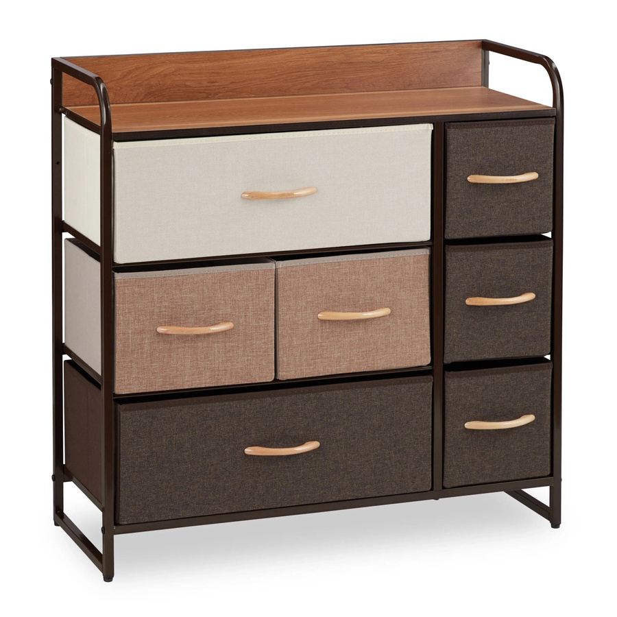 Relaxdays Schubladenschrank in Creme und Holzoptik aus MDF und Stahl, B/H/T: 79 x 80 x 31,5 cm - Bild 2