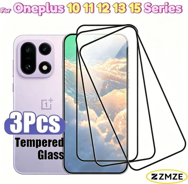 3er-Pack ultraklare gehärtete Glasfolie als Displayschutz für OnePlus 15 13 12 11 10 Pro 10T 10R in Transparent - Bild 1