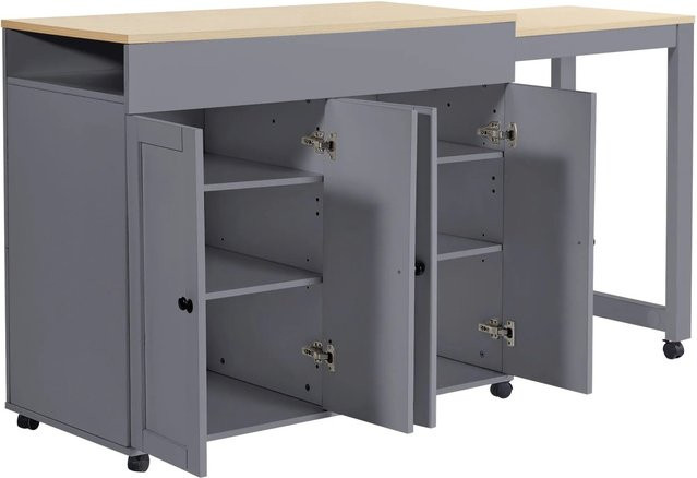 okwish Bartisch mit Stauraum und Ablageflächen für Esszimmer und Küche, Grau, B/T/H: 118-180 x 50 x 94 cm - Bild 1