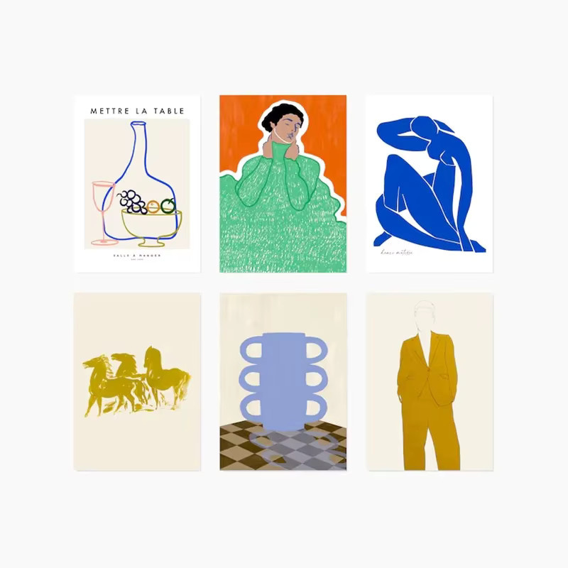 Potdemiel Abstrakte Leinwandmalerei mit Pferd und Pflanzen im Art Deco Stil, Mehrfarbiges Wandbild im nordischen Design, Rechteckig, ohne Rahmen - Bild 2