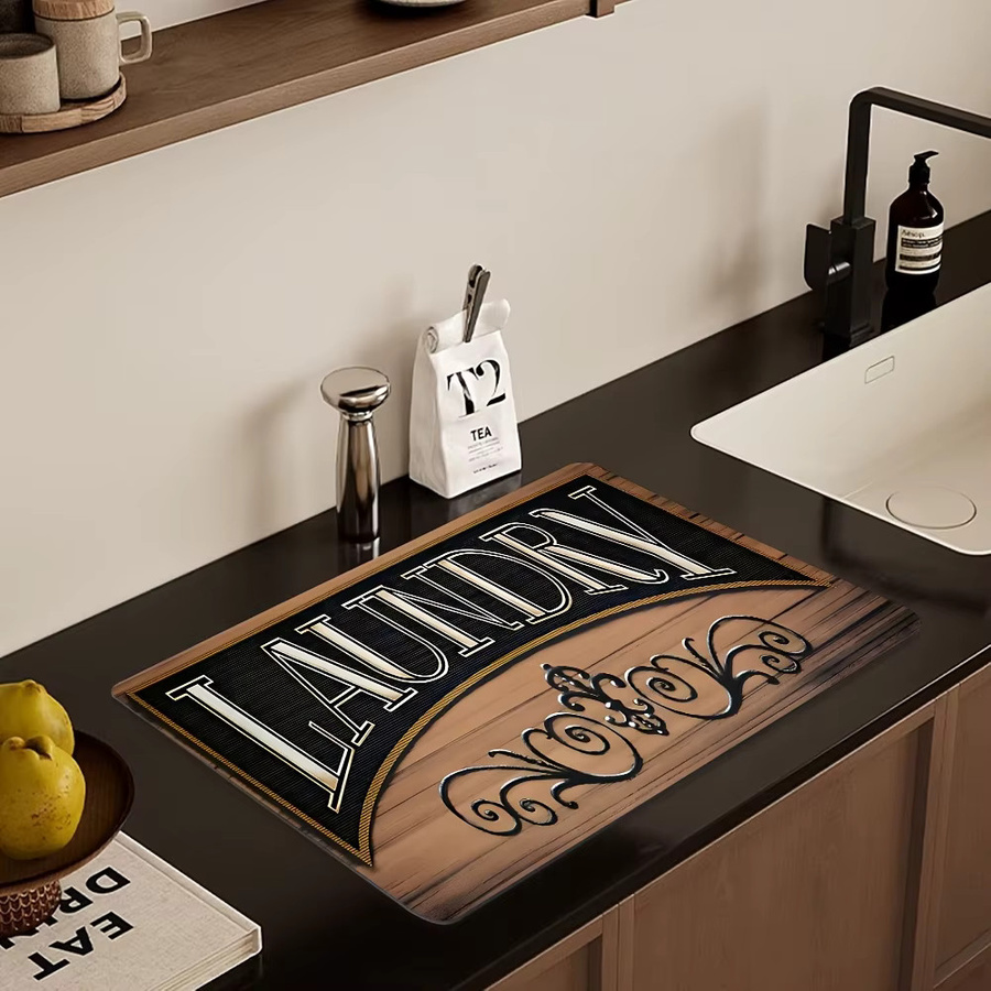 VIKAMA Waschbodenmatte im Vintage-Industriestil, schmutzabweisend und schnell trocknend für Küche, Esszimmer oder Waschküche - Bild 3