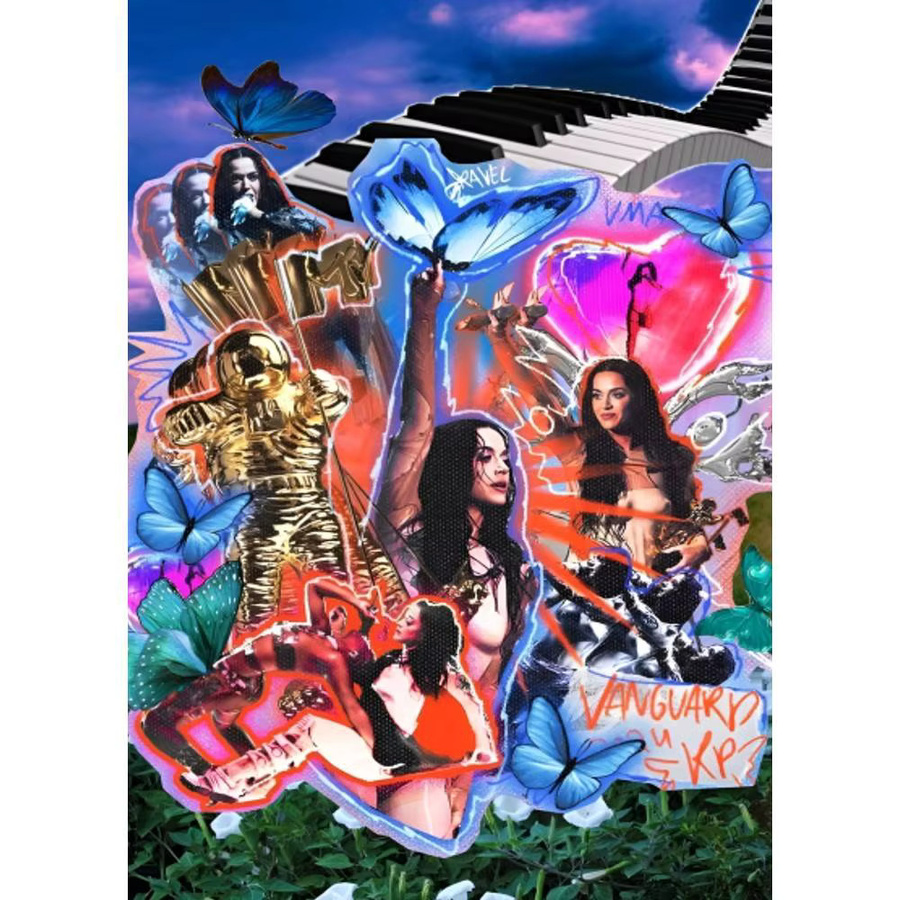 Selbstklebender Wandaufkleber Katy Perry Poster, wasserfeste Wandkunst in Mehrfarben, Rechteckig, B/H: 15,0 x 15,0 cm - Bild 5