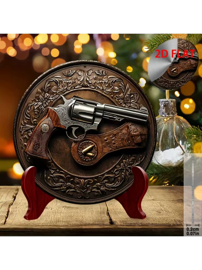 Potdemiel Vintage-Revolver- und Lederholster-Nachbildung mit floralem Design aus Metall - Bild 5