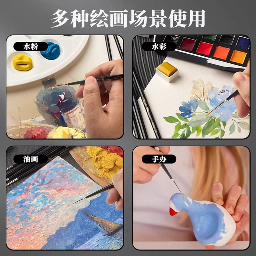 Emenne Rigger Künstler-Pinsel mit extra langer feiner Liner-Spitze für Detailarbeiten mit Acryl, Öl und Aquarell - Bild 3