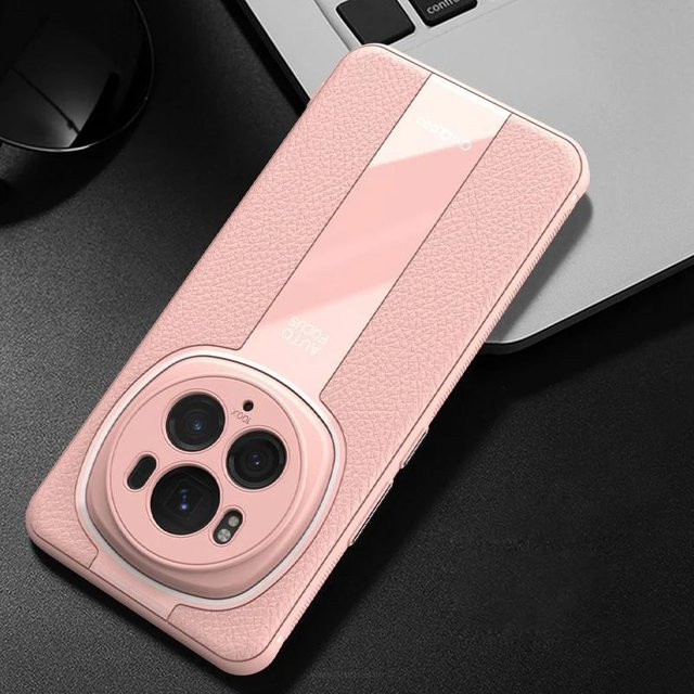 Litschi-Leder Schutzhülle für Honor Magic 6 Pro und Honor Magic 6 mit weichem TPU und Linsenabdeckung in Schwarz, Rot oder Pink - Bild 1