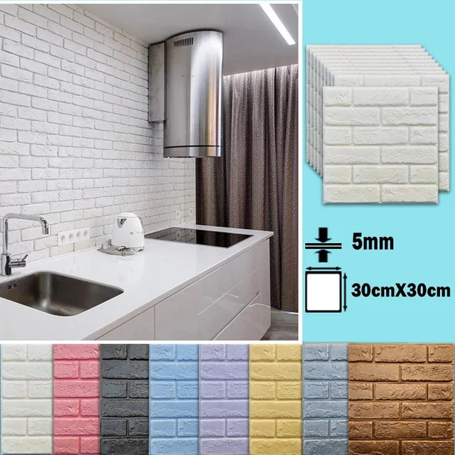 KAMULA 3D Wandpaneele aus Polystyrol Schaumstoff, wasserdichte Klebe-Tapete für Wohnzimmer und Küche, Farbe: Schwarz - Bild 1