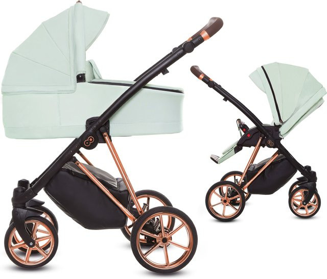 TPFLiving 2in1 Kinderwagen Ultra Stoff in Mint mit Gestell in Roségold - Bild 1