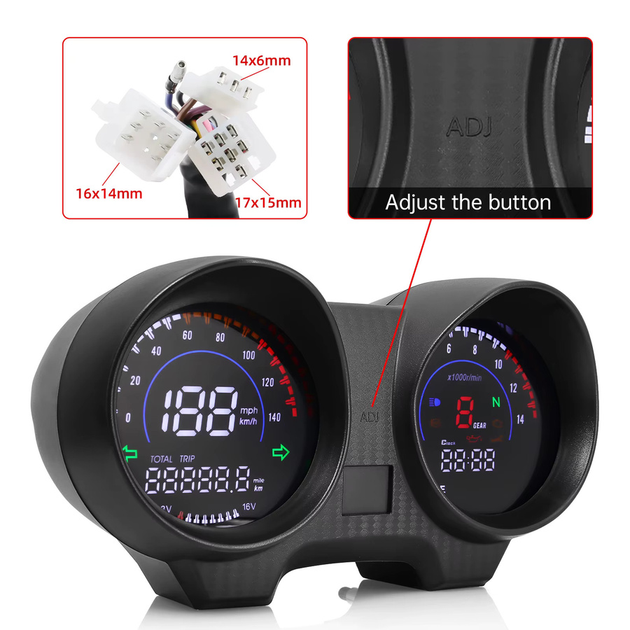 Digitales Motorrad Tacho Display RYSJM für Honda CG150 Titan150 Fan150 mit LED-Anzeige in Schwarz - Bild 5