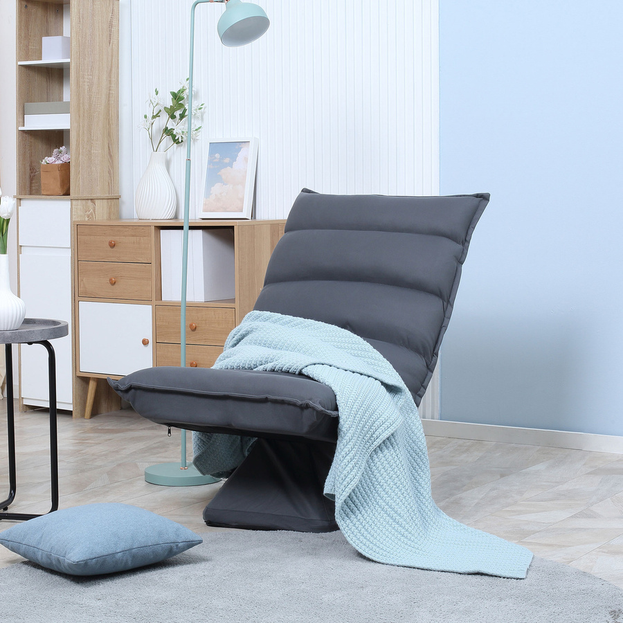HOMCOM Relaxsessel Bodensofa in Dunkelgrau mit 360 Grad Drehsitz und 5-stufig verstellbarer Rückenlehne - Bild 2