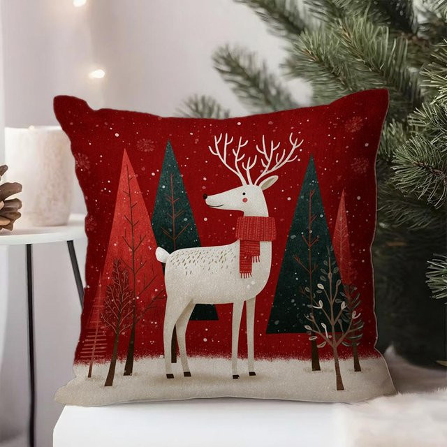 Dekorative Weihnachtliche Kissenbezüge aus Peach Skin für Sofa, Auto oder Schlafzimmer, 1 Stück, B/B/H: 18 x 18 x 18 cm - Bild 1