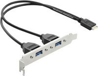 Delock USB-Erweiterungskarte Slotblech USB Typ-E auf 2x USB 3.0 in Silber - Bild 1