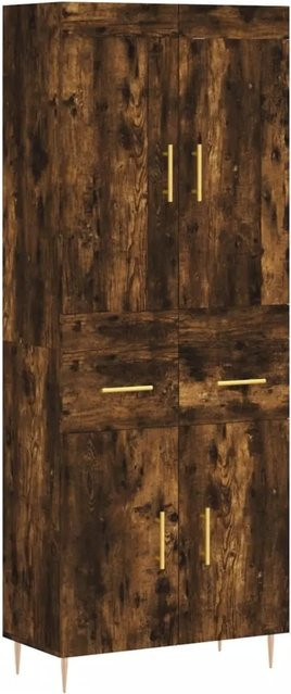 vidaXL Highboard Räuchereiche in Braun aus Holzwerkstoff und Metall, B/T/H: 69,5 x 34,0 x 180,0 cm - Bild 1