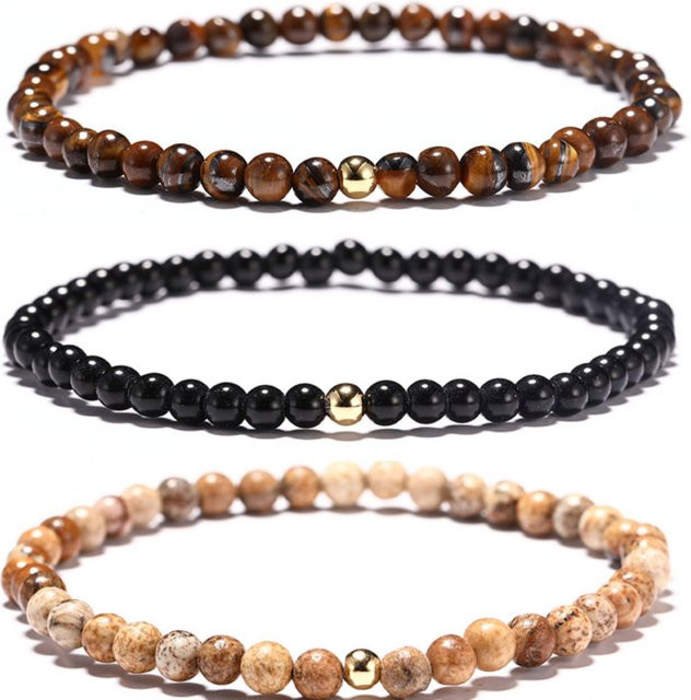 diffone Armband, Tigeraugen, Obsidian, Herren - Bild 1