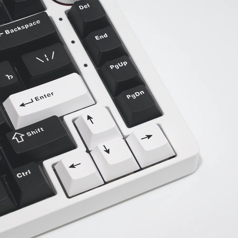 XVX Russian Cherry Tastenkappen aus PBT im Double Shot Verfahren für mechanische Tastaturen mit russischem Layout in Schwarz und Weiß - Bild 3