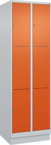 C+P Schließfachschrank Classic PLUS mit Sockel und 2 Abteilen, Farbe Grau mit Reinorange Front, H x B x T: 195 x 60 x 50 cm - Bild 1
