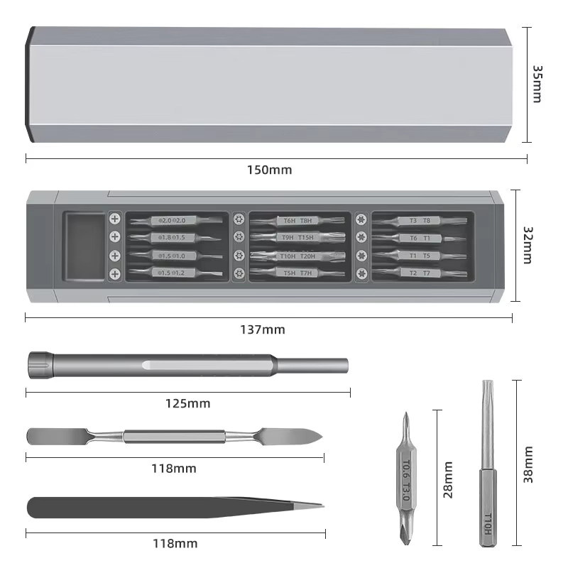 Galacok 71-in-1 Präzisions-Schraubendreher-Set mit magnetischen Torx- und Sechskant-Bits in Grau - Bild 3