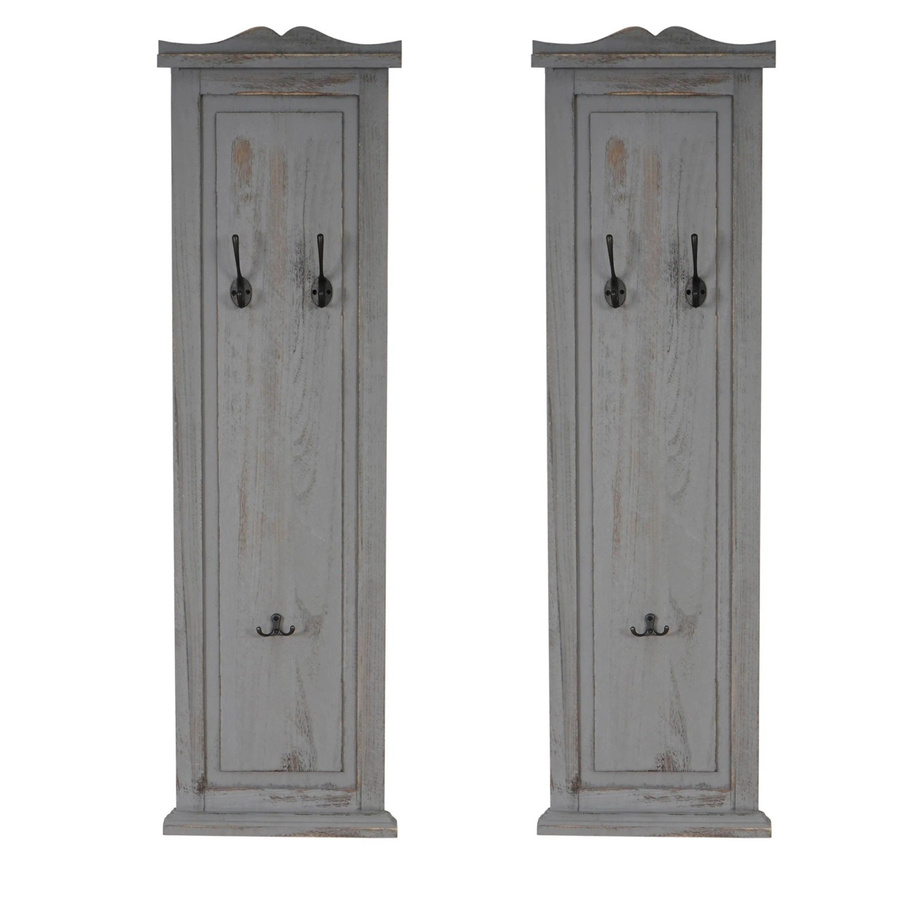 BERLINLODGE Garderobe 2er-Set aus Paulownia Holz in Grau mit Wandhaken, B/H/T: 109 x 28 x 5,5 cm - Bild 2