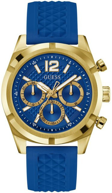 Guess Herrenuhr, Quarz, Edelstahl, 44 mm, Blau, Silikon, 5 ATM - Bild 1