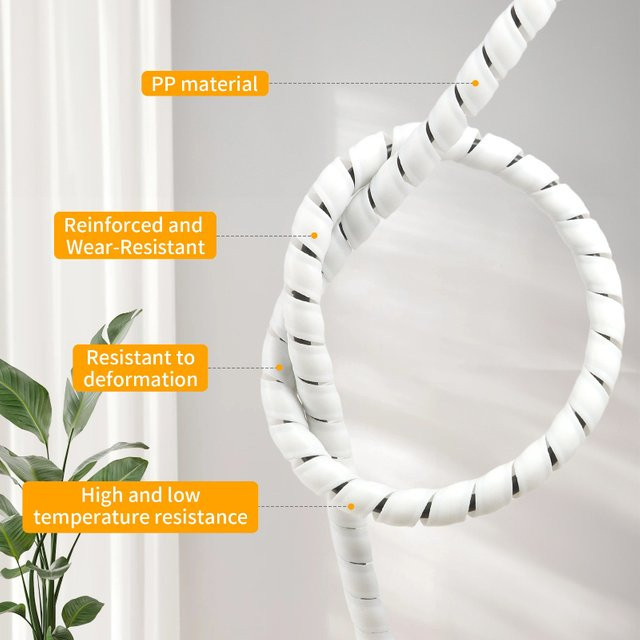 Flexibler Kabelschutz Spiralwickelrohr aus Kunststoff in Schwarz oder Weiß, Durchmesser: 8-20 mm, Länge: 1-10 m - Bild 1