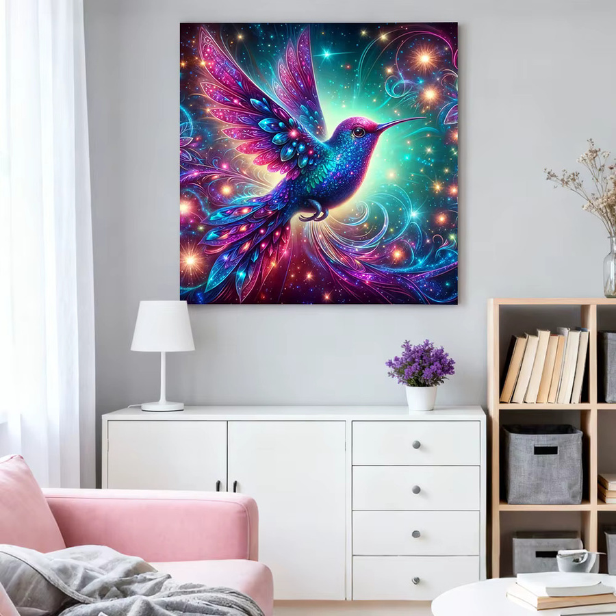 HUACAN Diamantmalerei Vogel Tier Fantasie Motiv als 5D Strass Diamantmosaik mit Rundbohrern in Multicolour zur Wanddekoration - Bild 3