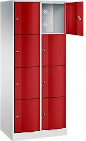 C+P Schließfachschrank Resisto mit 2 Abteilen und 8 Fächern, Farbe: Lichtgrau/Rubinrot, B/T/H: 77,2 x 54,0 x 195,0 cm - Bild 1