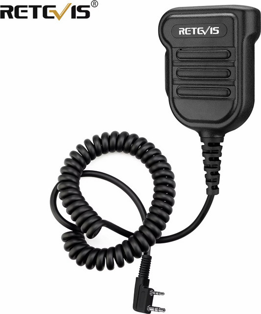Retevis H103K Walkie Talkie Mikrofon in Schwarz mit PTT-Funktion und IP54 Wasserdichtigkeit für Kenwood, Baofeng sowie Retevis RT3S, RT50 und RT81 - Bild 1