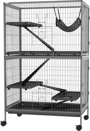 PawHut Kleintierkäfig aus Stahl in Grau, B/H/L: 52 x 128 x 80 cm