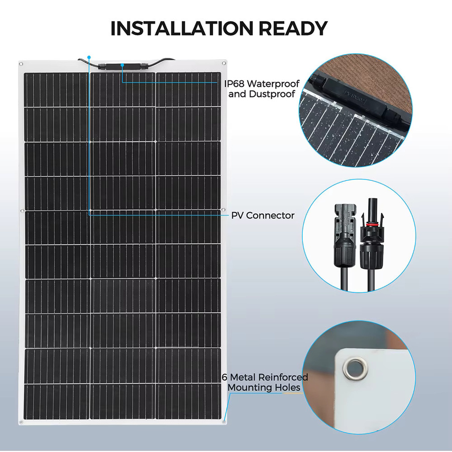 BOGUANG Monokristallines Solarmodul 100 Watt, 12 Volt Solarpanel in Schwarz für Wohnmobil, Marine und Boot - Bild 3