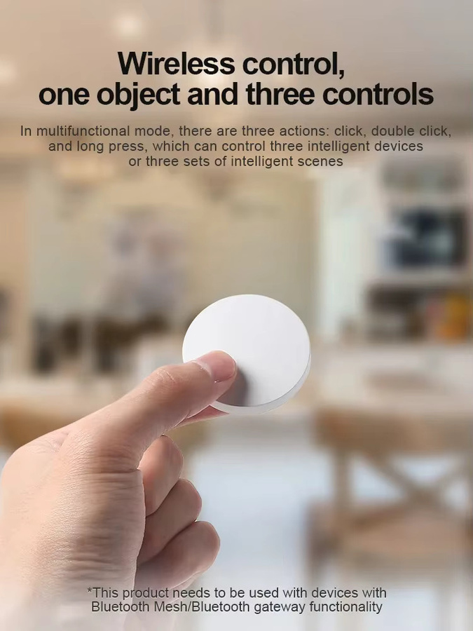Xiaomi Kabelloser Mini-Smart-Schalter mit Sensor und Bluetooth-Verbindung in Weiß zur Ein-Tasten-Steuerung via Mi Home App - Bild 2