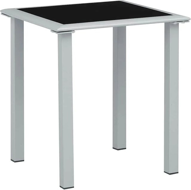 Furnicato Gartentisch aus Stahl und Glas in Schwarz und Silber, B/T/H: 41 x 41 x 45 cm - Bild 1