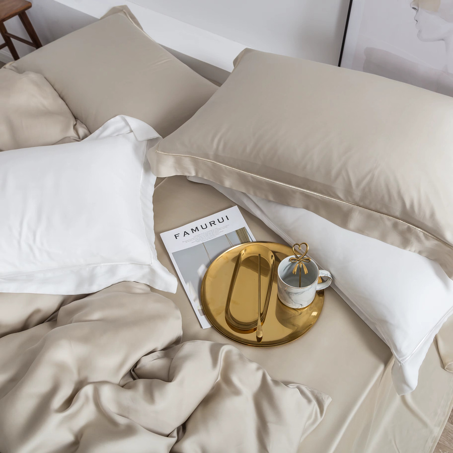 Liv-Esthete Bettwäsche-Set aus 100 % Maulbeerseide mit Bettbezug, flachem Bettlaken und Kissenbezug in Queen-Size - Bild 3