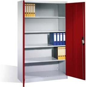 C+P Aktenschrank Acurado mit Drehtüren, 5 Ordnerhöhen, Front Rubinrot, Korpus Lichtgrau, H: 195 cm, B: 120 cm, T: 40 cm - Bild 1