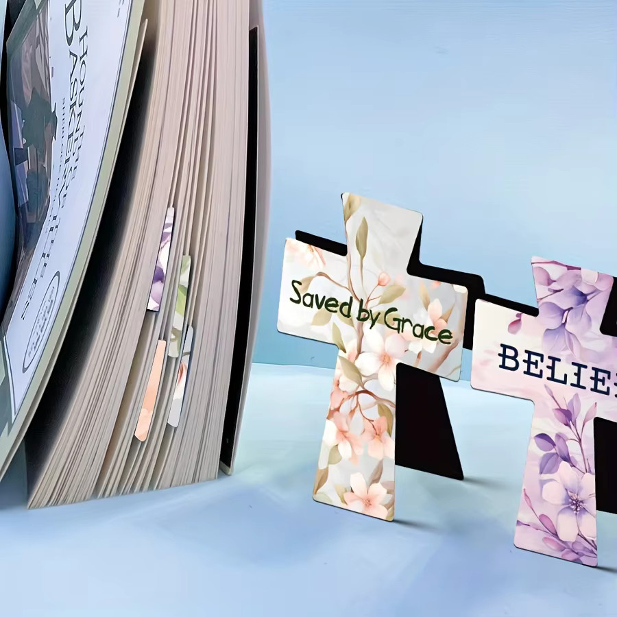 24 Stück florale magnetische Lesezeichen mit inspirierenden Phrasen, bunte Büroklammer-Seitenmarkierungen aus Kunststoff für Bücher und Büro - Bild 2
