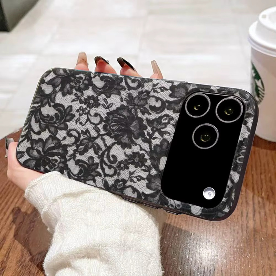 Potdemiel Handyhülle mit gewelltem Muster für iPhone 17 16 15 14 13 12 11 Pro Max Plus, matt und stoßfest, Schwarz - Bild 2