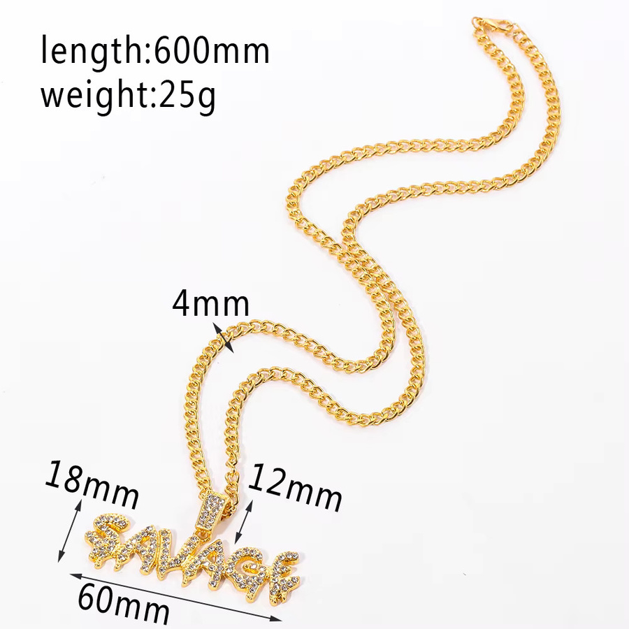 TAKARA TOMY Halskette, Strass-Buchstaben, Kristall, Gold, Unisex - Bild 3