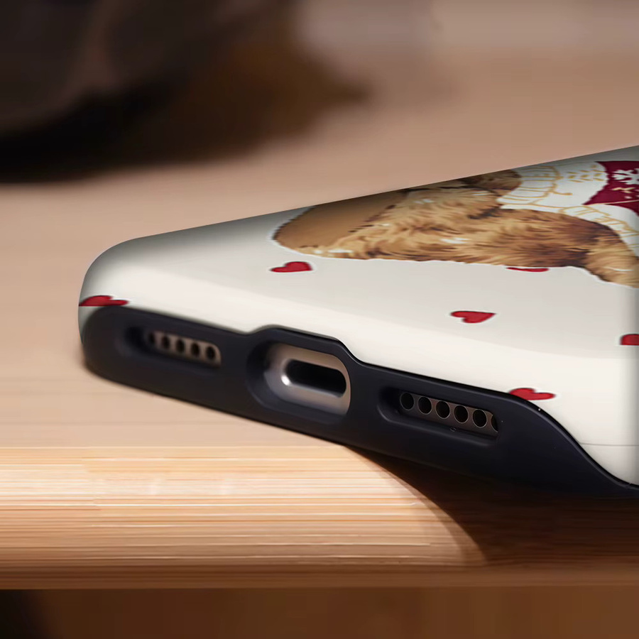 Robuste doppelschichtige Handyhülle mit Bären-Herz-Design für iPhone 17 16 15 14 13 Pro Max Plus von Potdemiel in Braun und Multicolour mit Magnetfunktion - Bild 5