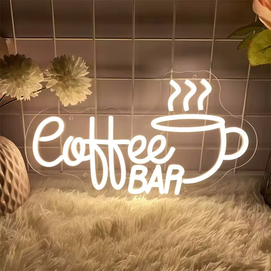 Moderne Kaffee-Leuchtreklame als Neon-LED-Wandschild für Café, Restaurant oder Zuhause in transparentem Design - Bild 3