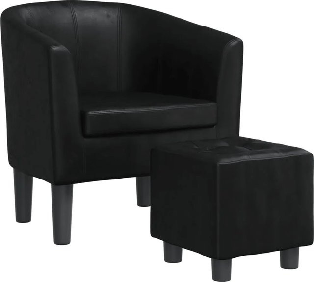 vidaXL Clubsessel mit Fußhocker in Schwarz aus Kunstleder und Kiefernholz - Bild 1