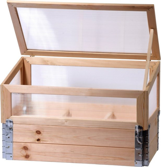 Dobar Frühbeet mit abnehmbarem Aufsatz und Pflanzkasten aus Kiefernholz und Polycarbonat, Farbe: Braun - Bild 1