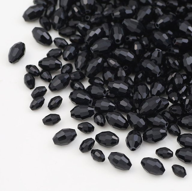 ZHBES Abstandsperlen Österreichischer Kristall, schwarz, oval, 6/8 mm - Bild 1