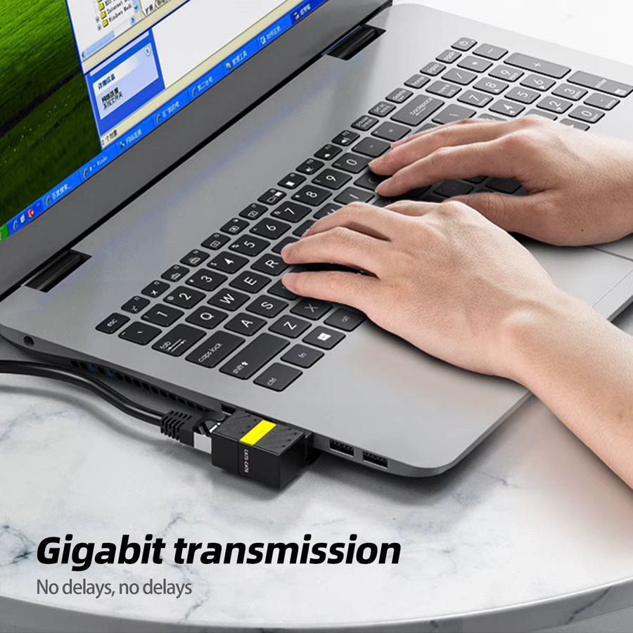 ANMONE RJ45 Gigabit Ethernet LAN Adapter, 360 Grad drehbarer 90 Grad Winkelstecker auf Buchse, Schwarz - Bild 4