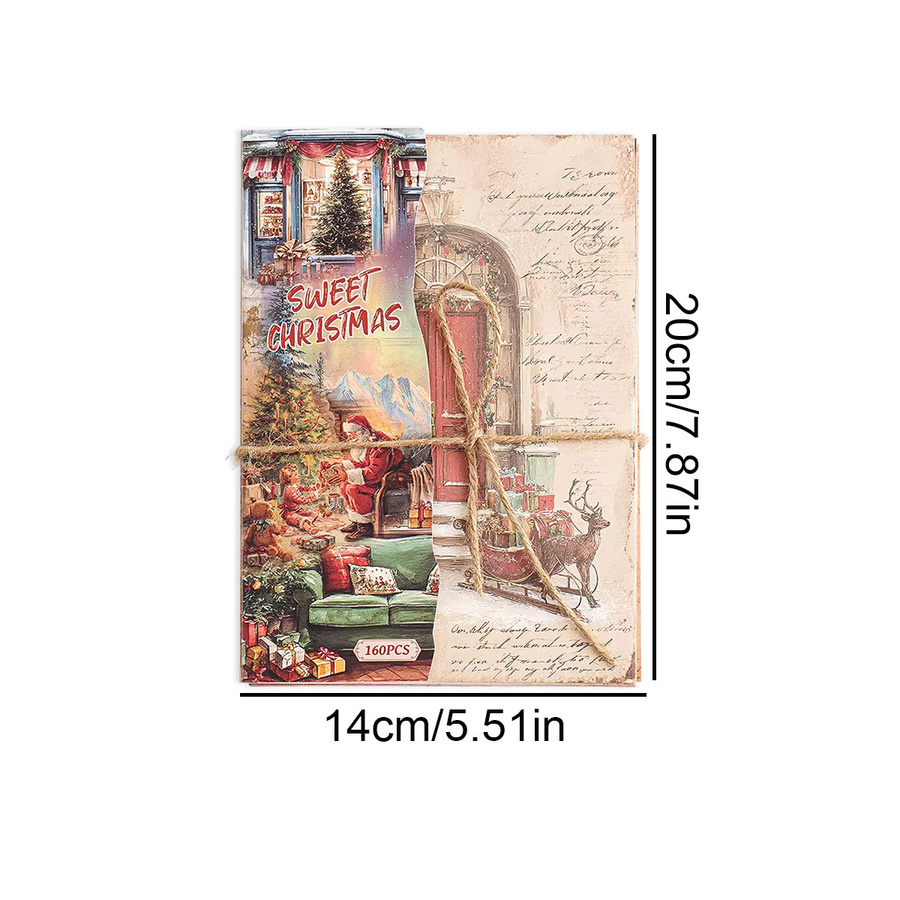 Gemustertes Scrapbook-Dekorationspapier aus der süßen Weihnachtsserie, 160 Blatt pro Buch, beschreibbar, Mehrfarbig - Bild 2