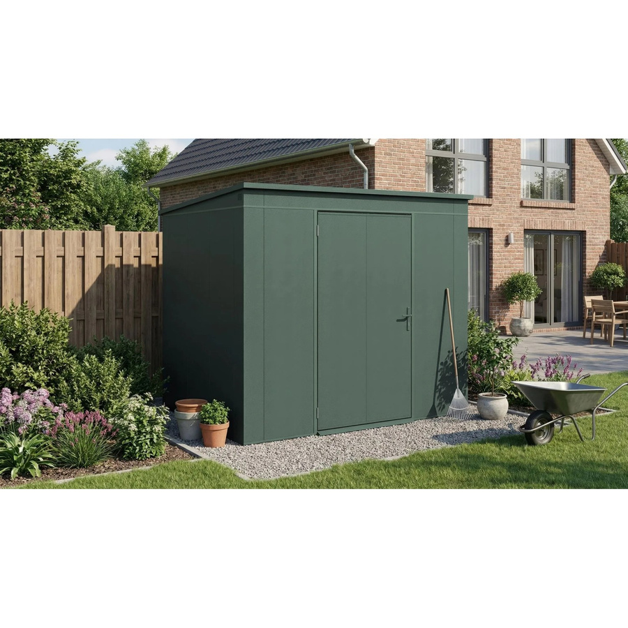 Weka Metall-Gerätehaus Gary in Grün aus Stahlblech B/T/H: 242 x 198 cm - Bild 2