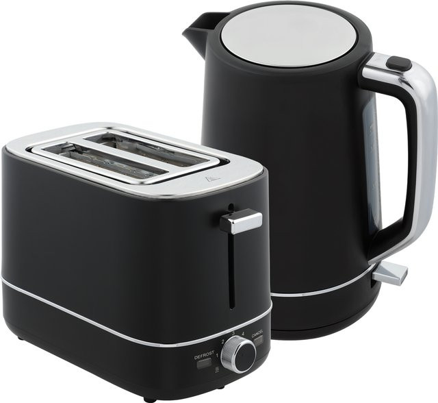 HOMCOM Frühstücks-Set mit Wasserkocher und Toaster in Schwarz, 2200 W, 1,7 l Wasserkocher mit Kalkfilter und 2-Scheiben-Toaster mit 6 Bräunungsstufen - Bild 1