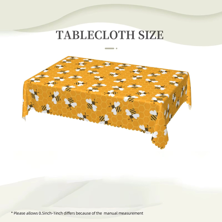Bumble Bees Rechteckige Tischdecke mit Bienen-Motiv in Gelb aus Polyester, Waschbar - Bild 3